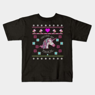 Unicorns are Awesome Ugly Christmas Design Kids T-Shirt